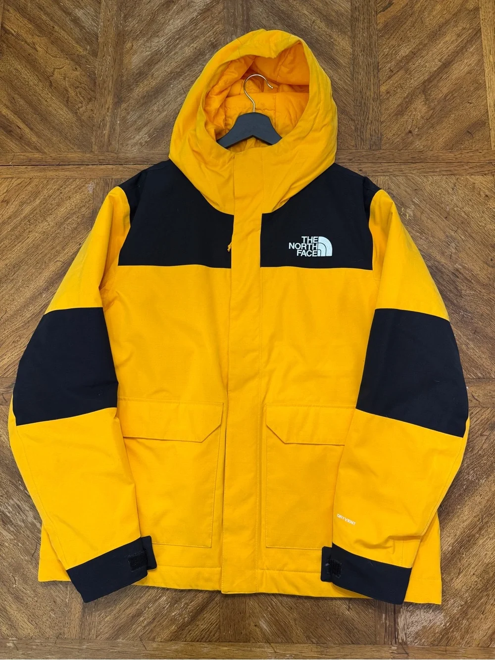The North Face Men’s Yellow and Black Insulated Hooded Jacket size XL